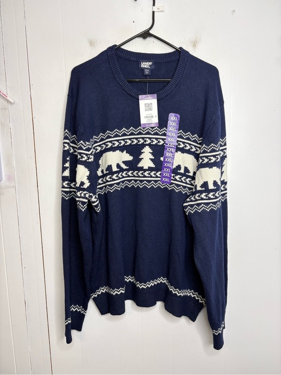Lands' End Sweaters - Lands End Sweater Womens XXL Pullover Crew Neck Polar Bear Navy Winter Tree